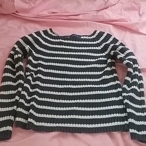 Navy blue and white stripped sweater.